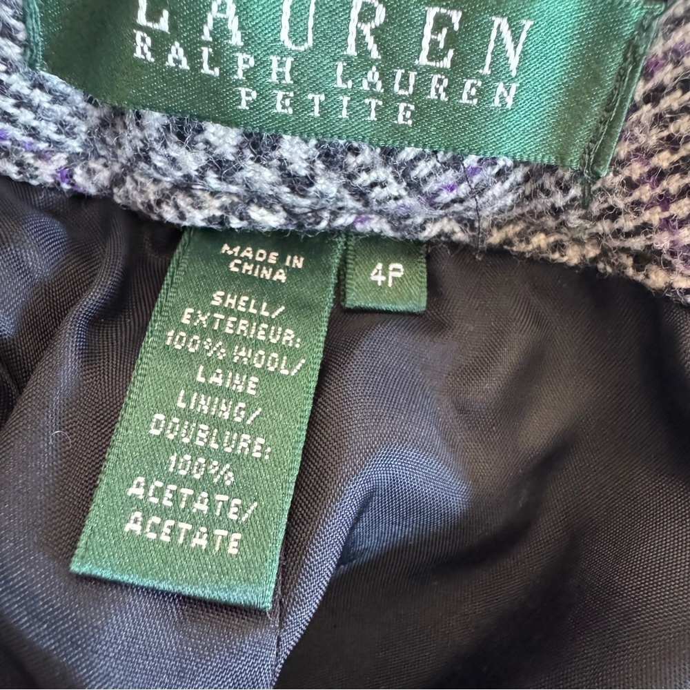 Ralph Lauren Wool Gray Glen Plaid Women's Trousers - Picture 2 of 5